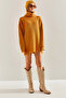 Women's Tan Ripped Patterned Turtleneck Knitwear Sweater Stk159 - 5