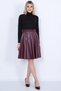 Women's Burgundy Faux Leather Flared Skirt Faux Leather - 6