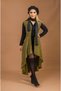 Women's Mustard Black Striped Long Vest