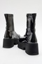 OVİL Black Patent Leather Thick Sole Zippered Women's Boots - 5