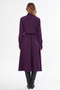 Plum Long Sleeve Buttoned Elastic Waist Belted Woven Draped Fabric Midi Length Shirt Dress - 9
