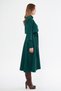 Emerald Green Long Sleeve Buttoned Elastic Waist Belted Woven Draped Fabric Midi Length Shirt Dress - 7