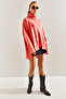 Women's Pomegranate Flower Turtleneck Double Pocket Oversize Knitwear Sweater Stk204 - 5