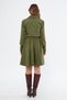Khaki Long Sleeve Buttoned Elastic Waist Belted Woven Flowy Fabric Mini Size Shirt Dress - 9