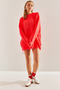 Women's Fuchsia Thessaloniki Knitted Openwork Detailed Oversize Knitwear Sweater Stk151 - 4