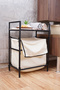Multi-Purpose Bathroom Organizer Shelf Dirty Laundry Basket Metal Wooden Bathroom Shelf Basket