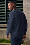 Men's Navy Blue Basic Sweatshirt Crew Neck Comfortable Fit Cotton Fabric - 3