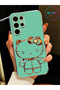 Water Green Hello Kitty Stand Gold Detailed Luxury Silicone Case for Samsung Galaxy S21 Ultra