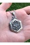 Hexagon Stainless & Tarnish 316L Steel Necklace with Scandinavian Runic Symbol - 2