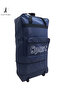 Navy Blue Expandable Travel Bag Storage 5 Wheel Cloth Large Size Suitcase with Bellows 75x45x25cm - 2