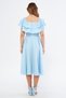 Baby Blue Off-Shoulder Karmen Collar Flowy Woven Fabric Flared Midi Length Graduation & Evening Dress - 7