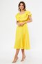 Yellow Off-Shoulder Karmen Collar Flowy Woven Fabric Flared Midi Length Homecoming & Evening Dress - 4