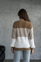 Crew Neck Color Blocked Long Sleeve Women's Knitwear Sweater - 9