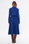 Sax Blue Long Sleeve Buttoned Elastic Waist Belted Woven Flowy Fabric Midi Length Shirt Dress - 9