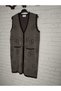 winter, 1st quality steel, acrylic knitted, 2 pockets, 3 buttons, V-neck extra long knitwear vest - 5