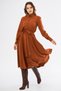 Cinnamon Long Sleeve Buttoned Elastic Waist Belted Woven Flowy Fabric Midi Length Shirt Dress - 7
