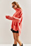 Women's Pomegranate Flower Turtleneck Double Pocket Oversize Knitwear Sweater Stk204 - 3