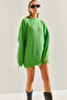 Women's Green Thessaloniki Knitted Openwork Detailed Oversize Knitwear Sweater Stk151 - 4