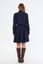 Navy Blue Long Sleeve Buttoned Elastic Waist Belted Woven Flowy Fabric Mini Size Shirt Dress - 8