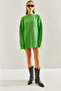 Women's Green Thessaloniki Knitted Openwork Detailed Oversize Knitwear Sweater Stk151 - 7