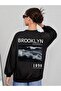 Girl-Boy Black Back Brooklyn Printed Crew Neck Sweatshirt - 3