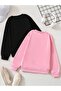 Girl-Boy Crew Neck Brooklyn Printed Pink-Black Sweatshirt - 2