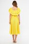 Yellow Off-Shoulder Karmen Collar Flowy Woven Fabric Flared Midi Length Homecoming & Evening Dress - 7