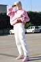 OB Women's White Winter Thick Fleece-Lined High-Waist Waisted Elasticated Jogger Pants Sweatpants - 2