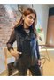 Tuscany Lamb Fur Collar Black Colored Vest with Real Cowhide Fur Inside - 6