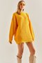 Women's Yellow Thessaloniki Knitted Openwork Detailed Oversize Knitwear Sweater Stk151 - 4