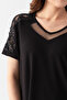 Women's Black Chest and Shoulder Tulle Detailed Sequin Embroidered Blouse - 4