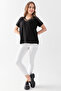 Women's Black Chest and Shoulder Tulle Detailed Sequin Embroidered Blouse - 2