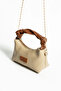 Women's Soft Leather Knot Detailed Handled Chain Strap Mini Hand Shoulder Baguette Bag - 5