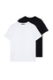 Unisex Siyah-Beyaz Basic Slim Fit/Dar Kesim %100 Pamuk 2'li Paket Kısa Kollu T-Shirt TMNSS19BO0075 - 9
