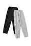 Black and gray coloured rubber legs high waist 2 pcs jogger sweatpants - 4