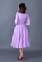 Lilac Three-Quarter Sleeve V-Neck Pocket Woven Draped Fabric Flared Midi Dress - 9