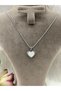 Heart Steel Necklace with Mother of Pearl Stone (1,1*0,9CM SILVER)