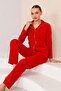 Women's Winter Welsoft Plush Fleece Buttoned Slim Fit Pajama Set