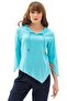 Three Quarter Sleeve Sile Cloth Rhodes Summer Blouse Turquoise Trkz - 5