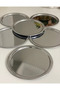 6-Piece 22 Cm Round Silver Presentation Tray Decorative Serving Tray Tea, Coffee, Cake