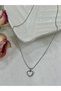 Heart Steel Necklace with Mother of Pearl Stone (1,1*0,9CM SILVER) - 3