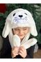 Imported Luxury Cute Plush White Seal Moving Pump Eared Hat Children Adult - 3
