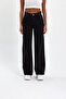 Black High Waist Zippered Wideleg Jean Trousers - 2