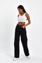 Black High Waist Zippered Wideleg Jean Trousers
