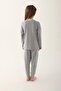 GIRL'S SOFT TEXTURED LONG SLEEVE THERMAL PAJAMAS SET 1639 - 5