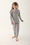 GIRL'S SOFT TEXTURED LONG SLEEVE THERMAL PAJAMAS SET 1639 - 3