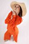Balloon Sleeve Trousers Suit Orange - 4