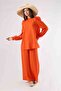 Balloon Sleeve Trousers Suit Orange - 3