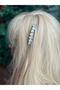 Imported luxury single metal crystal round coarse stone row comb side buckle silver gray - 2