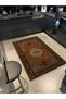Orange Blue Themed Traditional Motif Ethnic Patterned Creative Vintage Decorative Carpet 2875 - 2